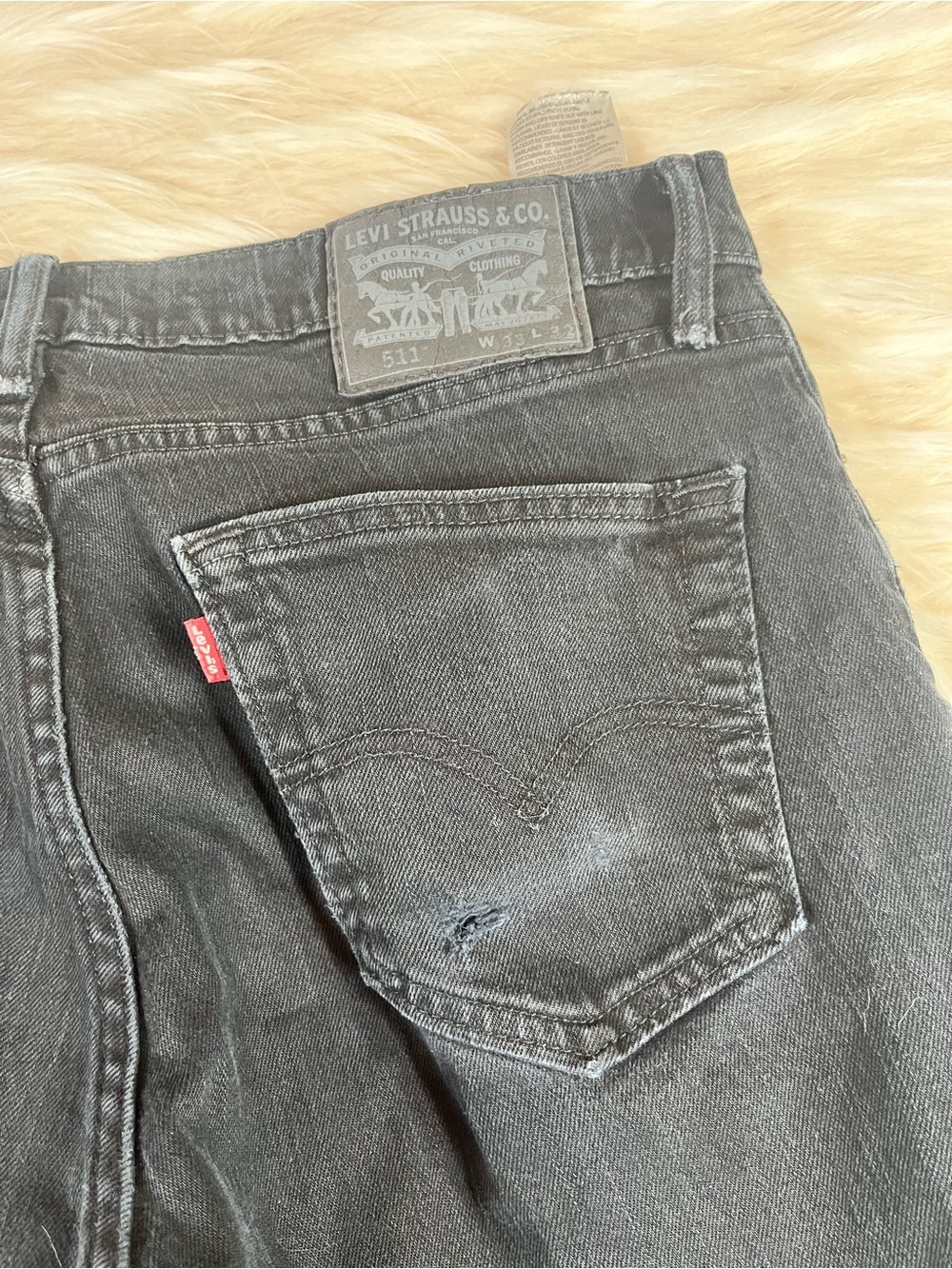 Levis 511 Jeans Men's 34x32 Mid Rise Slim Fit Black - Picture 6 of 8